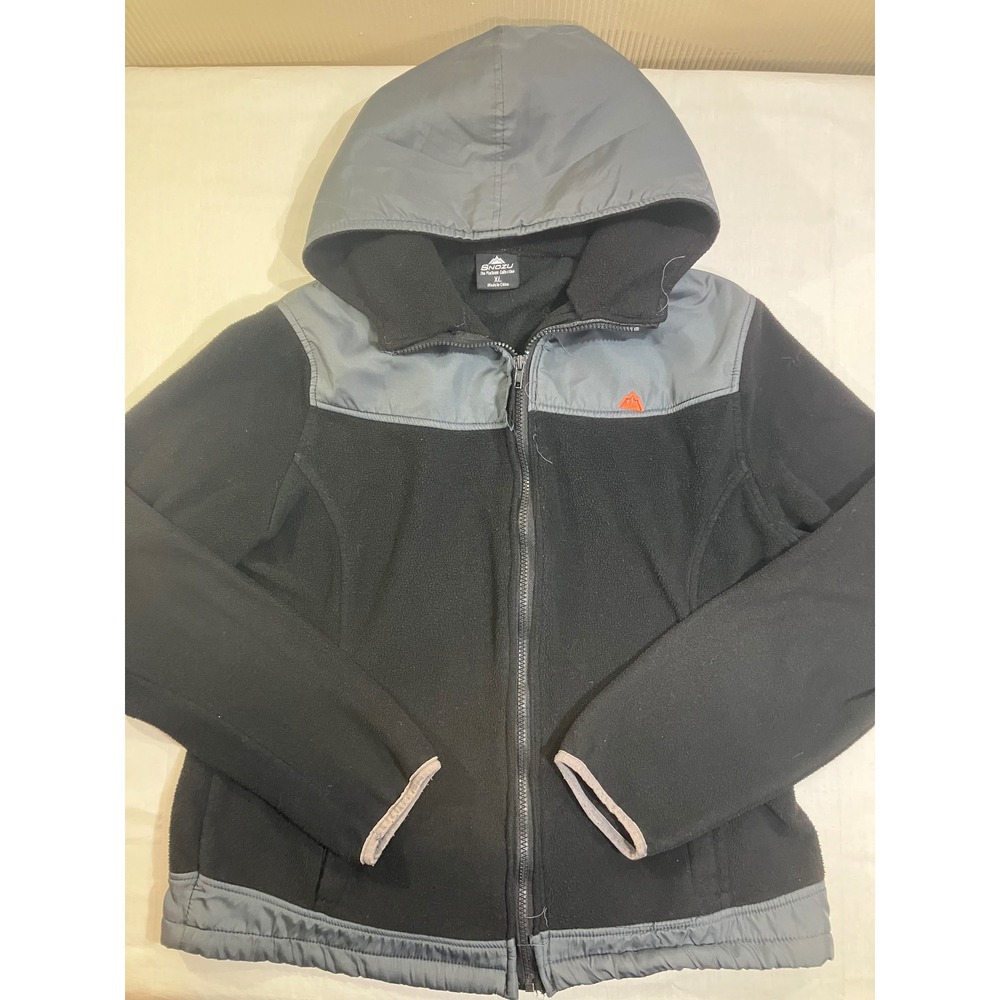 Snozu Platinum Collection Fleece Jacket Womens XL Black Gray Hooded Full Zip‎
